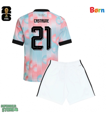 Belgien Timothy Castagne #21 Replika Babytøj Udebanesæt Børn VM 2026 Kortærmet (+ Korte bukser)